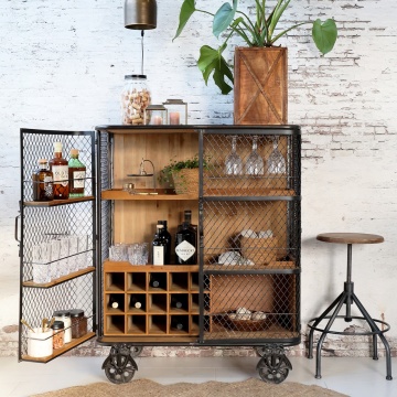 Bar stil industrial, din lemn reciclat și metal, H116,5 cm, „Hudson” - Img 2