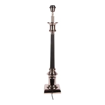 Bază pentru lampă de masă din aluminiu, argintiu și negru, cu coloană înaltă și bază pătrată, finisaj nichelat, 75 x 14 cm, „Orangerie” - Img 4