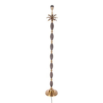 Bază pentru lampadar din aluminiu, auriu și negru, cu trunchi de palmier și coroană de frunze, finisaj antichizat, 128 x 20 cm, „Palmeraie”