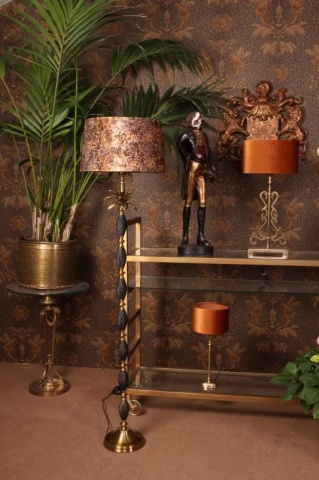 Bază pentru lampadar din aluminiu, auriu și negru, cu trunchi de palmier și coroană de frunze, finisaj antichizat, 128 x 20 cm, „Palmeraie” - Img 2