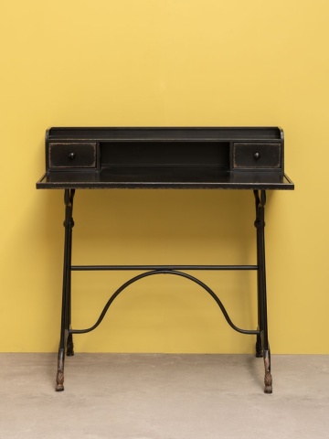 Birou cu sertare din metal, negru, 98 x 100 x 50 cm, „Henri” - Img 3