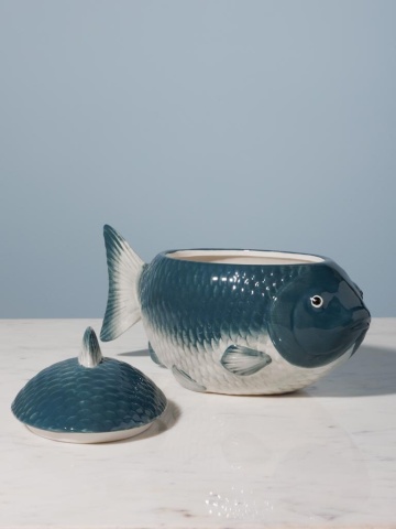 Bol albastru cu capac din ceramica Melandre - Img 5