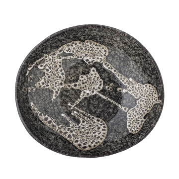 Bol de servire din ceramică, gri, formă rotunda cu margine ondulata, glazură reactivă, 8 x 24 cm, „Sway” - Img 4
