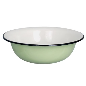 Bol decorativ vintage din oțel emailat, verde „Emil’s 9L”