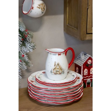 Bol din ceramică albă cu motive de Crăciun, 4.5x14 cm, „Chalet de Noël" - Img 5