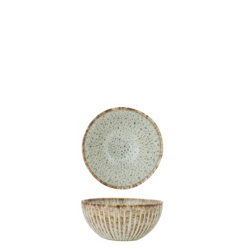 Bol din ceramică artizanală verde perlat cu striații fine și accente rustice, 200 ml, 11×5,5 cm, „Fleur" - Img 2