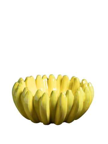 Bol galben de fructe, fructiera, din ceramica, D30cm Banana