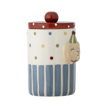 Borcan cu capac din ceramică artizanală, multicolor, pictat manual cu iepuraș, 10,5x17,5 cm, 720 ml, „Party" - Img 2