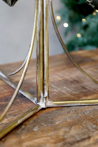 Brad decorativ pentru globuri, din metal, finisaj alamă antichizată, H120 cm - Img 8