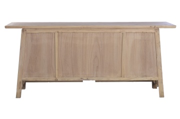 Bufet rustic în stil oriental, din lemn de ulm reciclat, natur, cu 2 uși cu grilaj, 6 sertare și siluetă trapezoidală, 79 x 180 x 42 cm, „Joyeuse” - Img 4