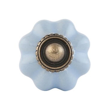 Buton rotund din ceramică bleu Ø3 cm, „Léonie”