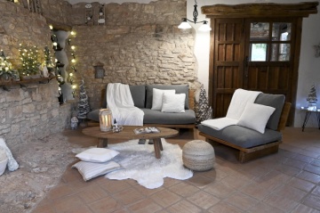 Canapea 3 locuri din stofa si lemn de pin " Black Aged - Img 2