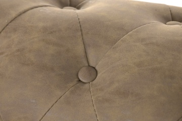 Canapea Chesterfield 3 locuri din piele ecologică maro deschis, cu nasturi pe bază și picioare curbate din lemn, 76 x 196 x 81 cm, „Sir” - Img 7