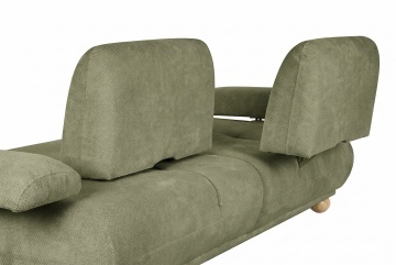 Canapea extensibilă 3 locuri din stofă verde, cu spătar și brațe rabatabile, aspect retro, 95 x 245 x 125 cm, „Hyères” - Img 6