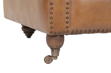 Canapea vintage 2 locuri din piele naturală, „Chesterfield" - Img 6