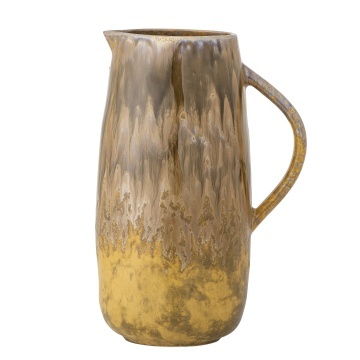 Carafă din ceramică artizanală, maro antichizat, finisaj patinat, 15×21 cm, „Lacey"