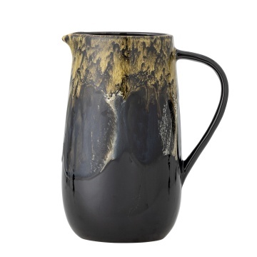 Carafă din ceramică cu finisaj artizanal în tonuri de negru, auriu și maro, 13×22,5 cm, „Wyatt"