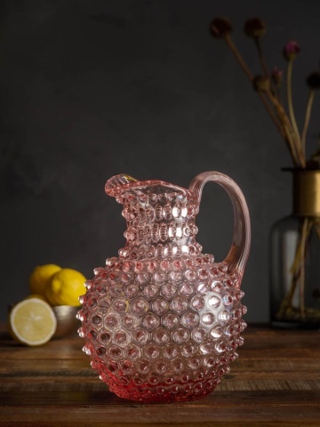Carafa roz, din sticla, cu model, 2L, Sweet Pink - Img 2