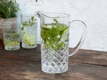 Carafă transparentă, din sticlă, cu model în relief, 1150 ml, Lorient - Img 2
