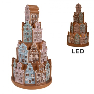 Căsuță turtă dulce decorativă cu LED, din polirasină, Ø18xH33 cm, „Gingerbread House” - Img 2