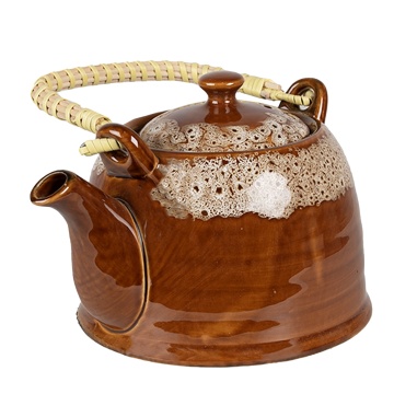 Ceainic cu infuzor, maro, din ceramica, capacitate 750 ml, Browny - Img 2