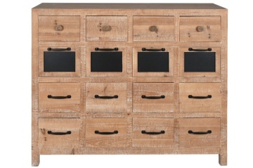Comoda din lemn masiv, cu 16 sertare, aspect vintage, Archive