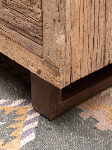 Comoda natur, din lemn reciclat, cu 3 sertare, aspect rustic, Endor - Img 7