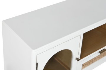 Comoda TV alba , din lemn de Paulownia si sticla „Elegance” - Img 2
