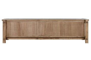 Comodă TV living din lemn de ulm reciclat, natur, cu 4 uși și îmbinări cu cep la vedere, 48 x 181 x 45 cm, „Carnac” - Img 3