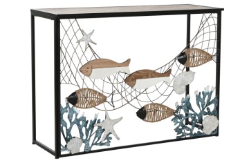 Consolă decorativă din metal și lemn cu temă marină, „Oceans" - Img 2