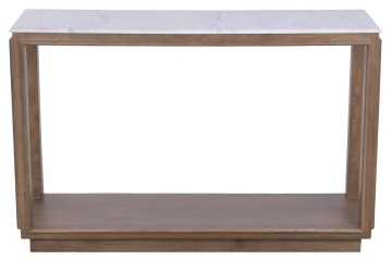 Consolă din lemn de mango maro și marmură albă, finisaj natural, 76,2 x 116,8 x 35,5 cm, „Peyrolles”