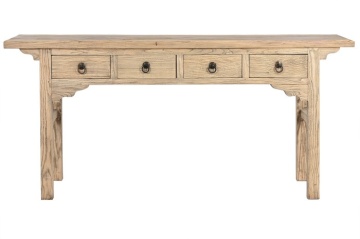 Consolă din lemn masiv cu 4 sertare, stil rustic vintage, „Étable”