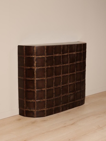 Consolă din metal texturat cu model geometric, finisaj vintage, „Pavi” - Img 4