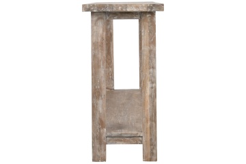Consolă hol în stil etnic, din lemn de tec reciclat, natur, cu raft jos și picioare înclinate, finisaj patinat, 90 x 240 x 46 cm, „Granville” - Img 4