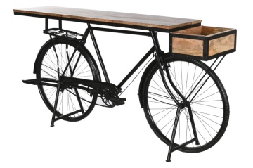 Consolă tip bar din metal și lemn de mango, negru, "Bycicle" - Img 6