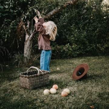 Coș de picnic din lemn gri, împletit manual, cu mânere, 27 × 37.5 × 27 cm, „Kerstin" - Img 3