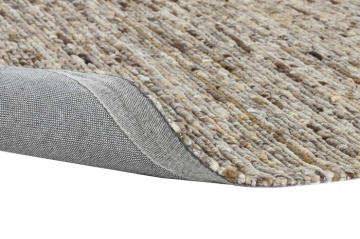 Covor din lână și bumbac țesut manual, antiderapant, maro natural, 200 x 300 cm, 2170 GSM, „Wool Cotton Carpet" - Img 6