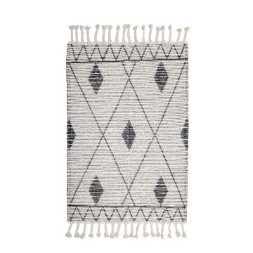 Covor rustic din bumbac cu model țesut, culoare natur, 180×120 cm, „Yuki”