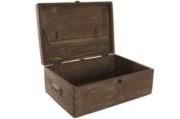 Cufăr decorativ din lemn masiv cu feronerie din metal negru, 46×31×31 cm, „Chest" - Img 3