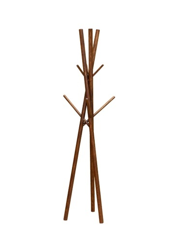 Cuier de podea din lemn de stejar, maro închis, structură din bețe încrucișate, finisaj natural, 174,5 x 46,5 cm, „Bunch”