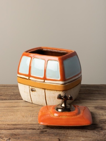 Cutie decorativa, din ceramica, portocalie, Box Cable - Img 5