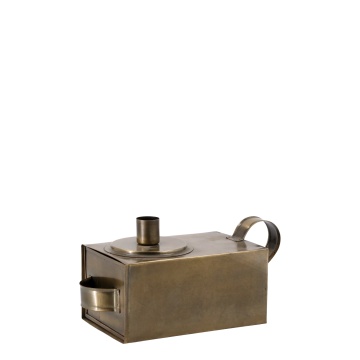 Cutie decorativa, din metal, cu suport pentru lumanare, 22x10x11cm