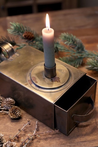 Cutie decorativa, din metal, cu suport pentru lumanare, 22x10x11cm - Img 3