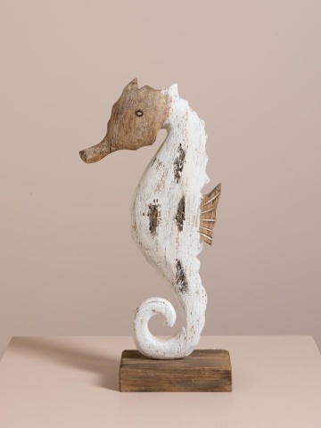Decorațiune căluț de mare din lemn de paulownia, H44 cm - Img 2