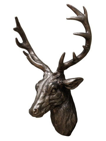 Decoratiune de perete, cap de cerb, din aluminiu, Deer