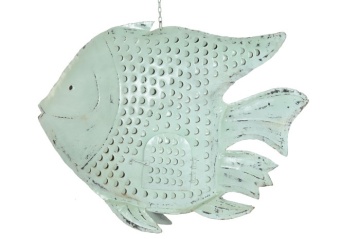 Decorațiune de perete tip pește, stil marin, culoare albastru deschis, din metal, „Blue Reef” - Img 2