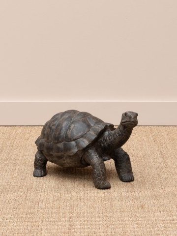 Decorațiune țestoasă din lemn de tec, D60 cm - Img 2