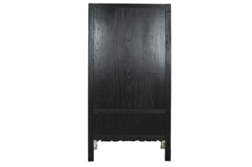Dulap înalt vintage din lemn de pin, alb, cu 2 uși, 2 sertare, bară pentru haine și medalion din metal, finisaj antichizat, 180 x 88 x 52 cm, „Squr” - Img 4