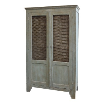 Dulap vintage din lemn cu uși traforate, H184 cm, „Antique Opal”