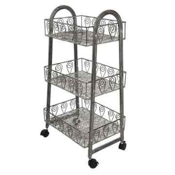 Etajera de exterior, din metal, cu roti, aspect vintage, Roulante - Img 2